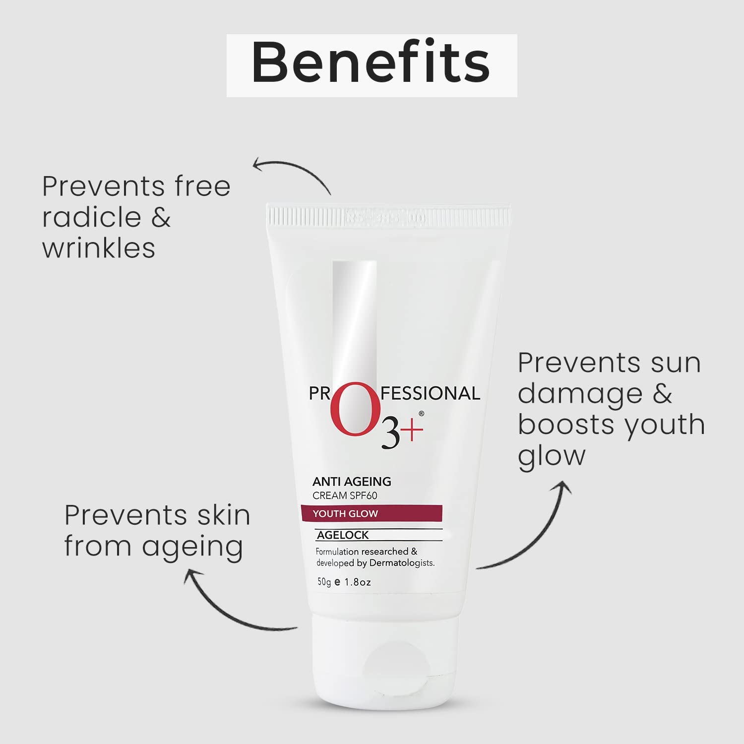 O3+ Anti Ageing Cream Spf 60 Youth Glow Agelock