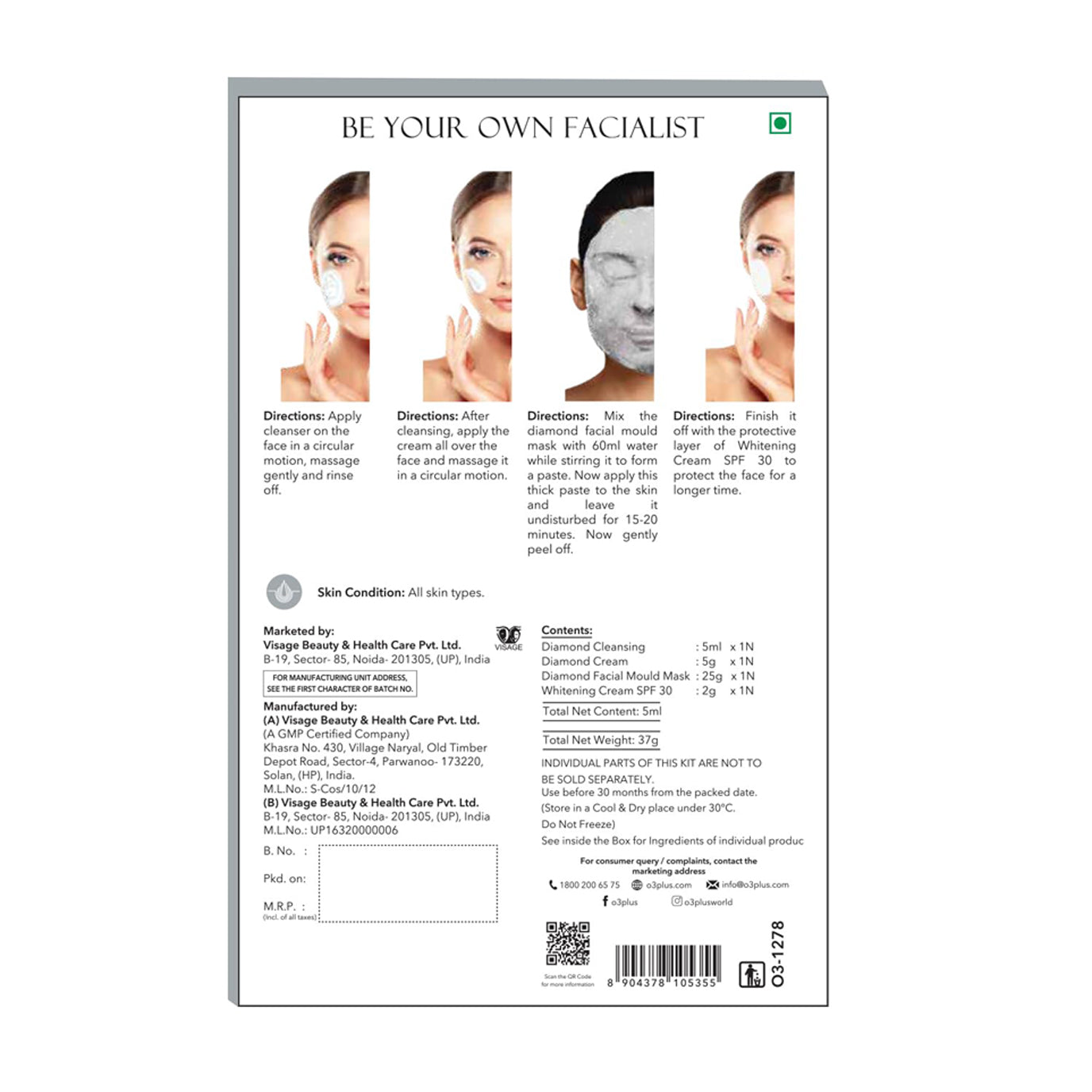 O3+ Diamond Facial Kit With Peel Off Mask