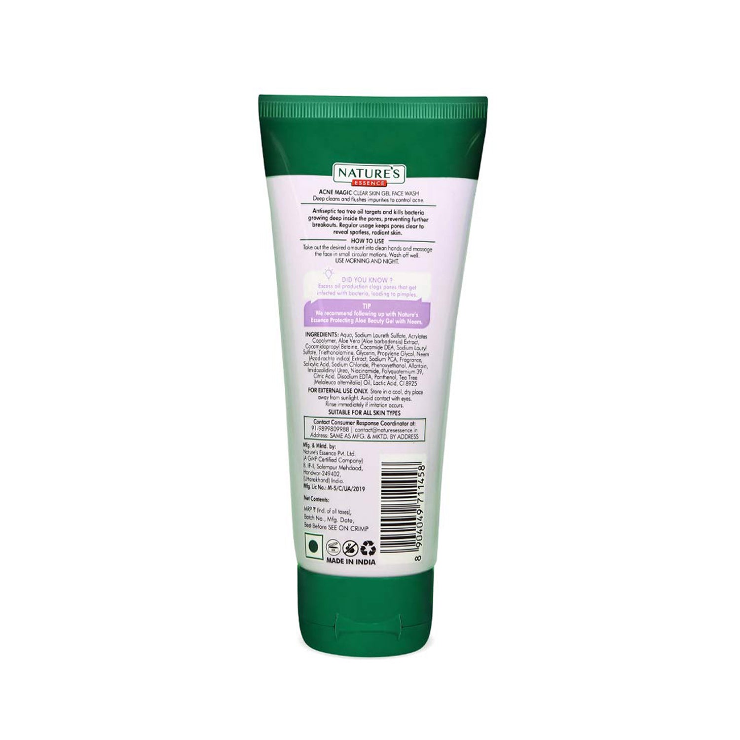 Natures Acne Magic Clear Skin Gel Face Wash 65Ml