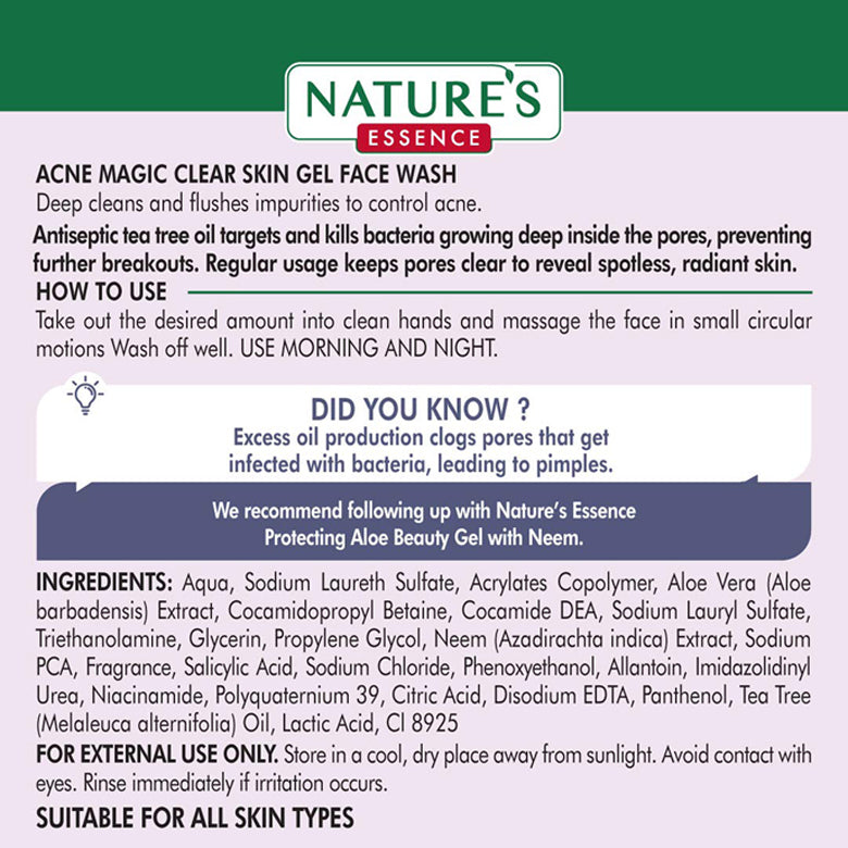 Natures Acne Magic Clear Skin Gel Face Wash 65Ml
