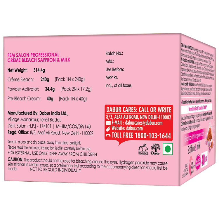 Fem Salon Professional Creme Bleach Saffron & Milk