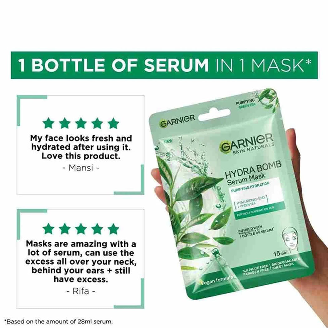 Garnier Hydra Bomb Green Tea Serum Sheet Mask 32G