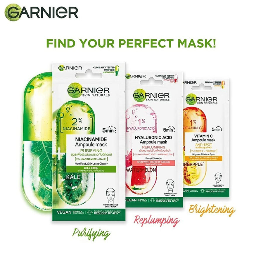 Garnier 5 Min Purifying Ampoule Mask For Oily Skin 2Per Niacinamide & Kale 15G