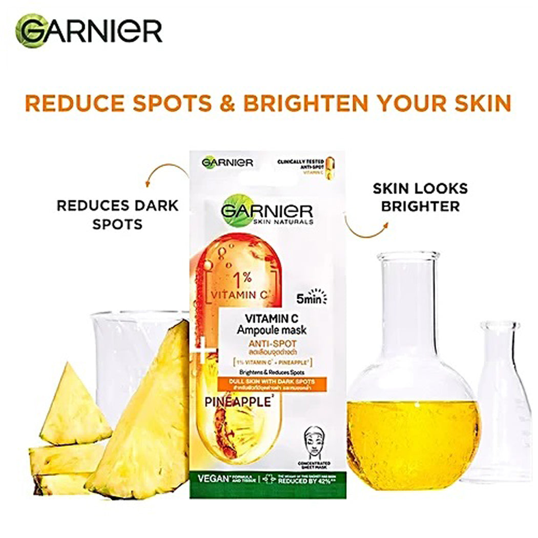 Garnier 5 Min Anti-Spot Ampoule Mask For Dull Skin 1Per Vitamin C & Pineapple 15G