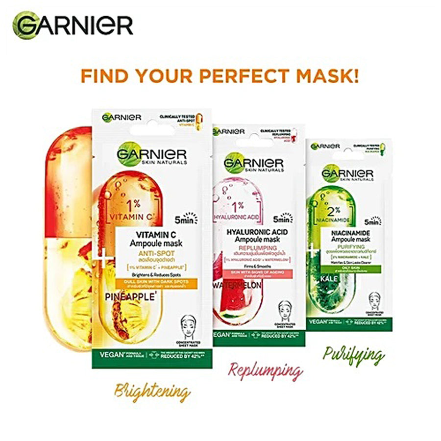 Garnier 5 Min Anti-Spot Ampoule Mask For Dull Skin 1Per Vitamin C & Pineapple 15G