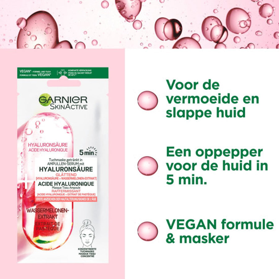 Garnier 5 Min Replumping Ampoule Mask For Dry Skin 1Per Hyaluronic Acid & Watermelon 15G