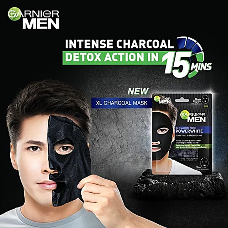 Garnier Men Powerwhite Xl Charcoal Mask 28G