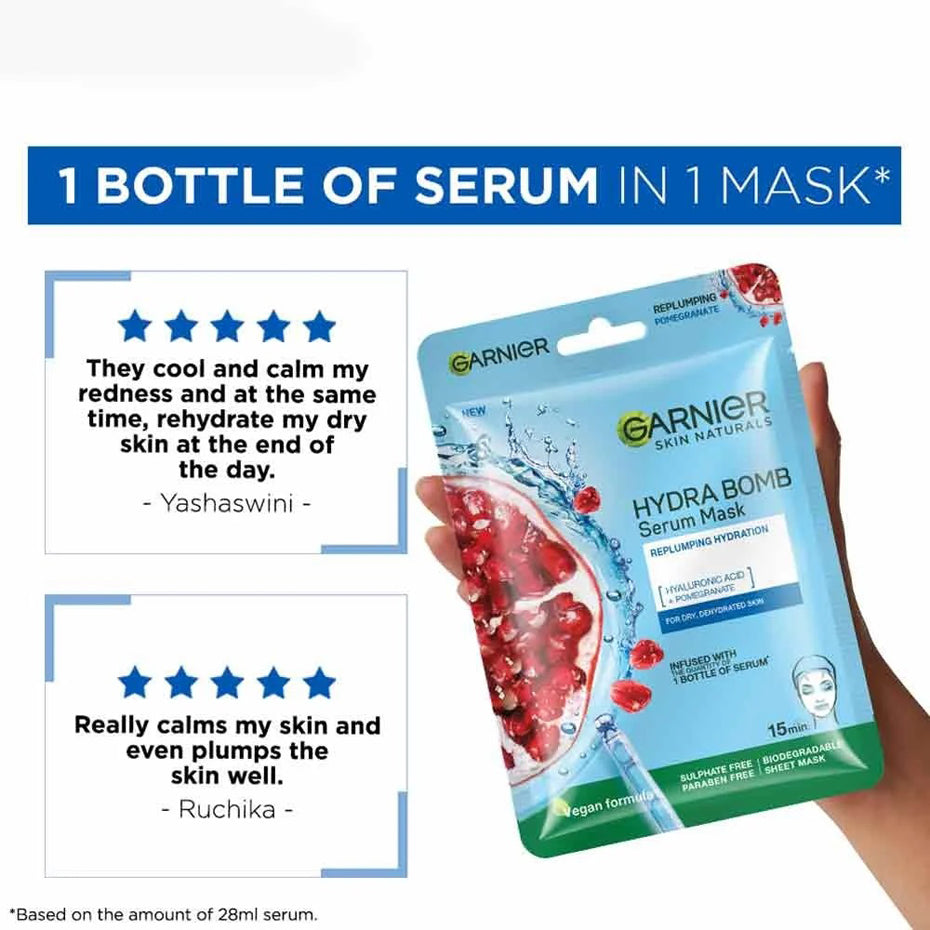 Garnier Hydra Bomb Pomegranate Serum Sheet Mask 32G
