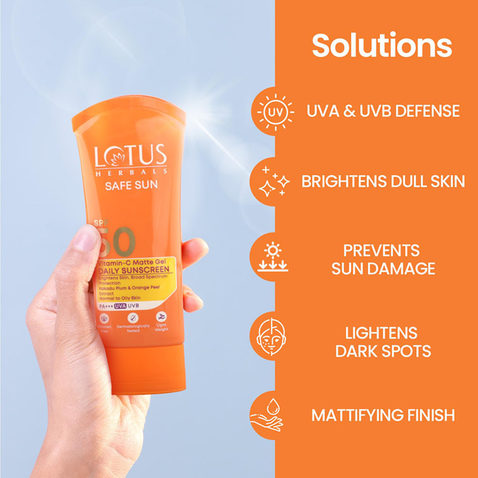 Lotus Herbals Safe Sun Vitamin C Matte Gel Daily Sunscreen Spf 50 Pa+++