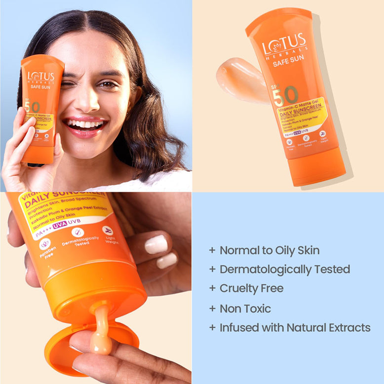 Lotus Herbals Safe Sun Vitamin C Matte Gel Daily Sunscreen Spf 50 Pa+++