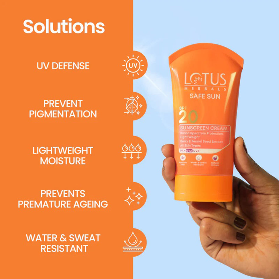 Lotus Safe Sunscreen Cream Pa+ Spf 20