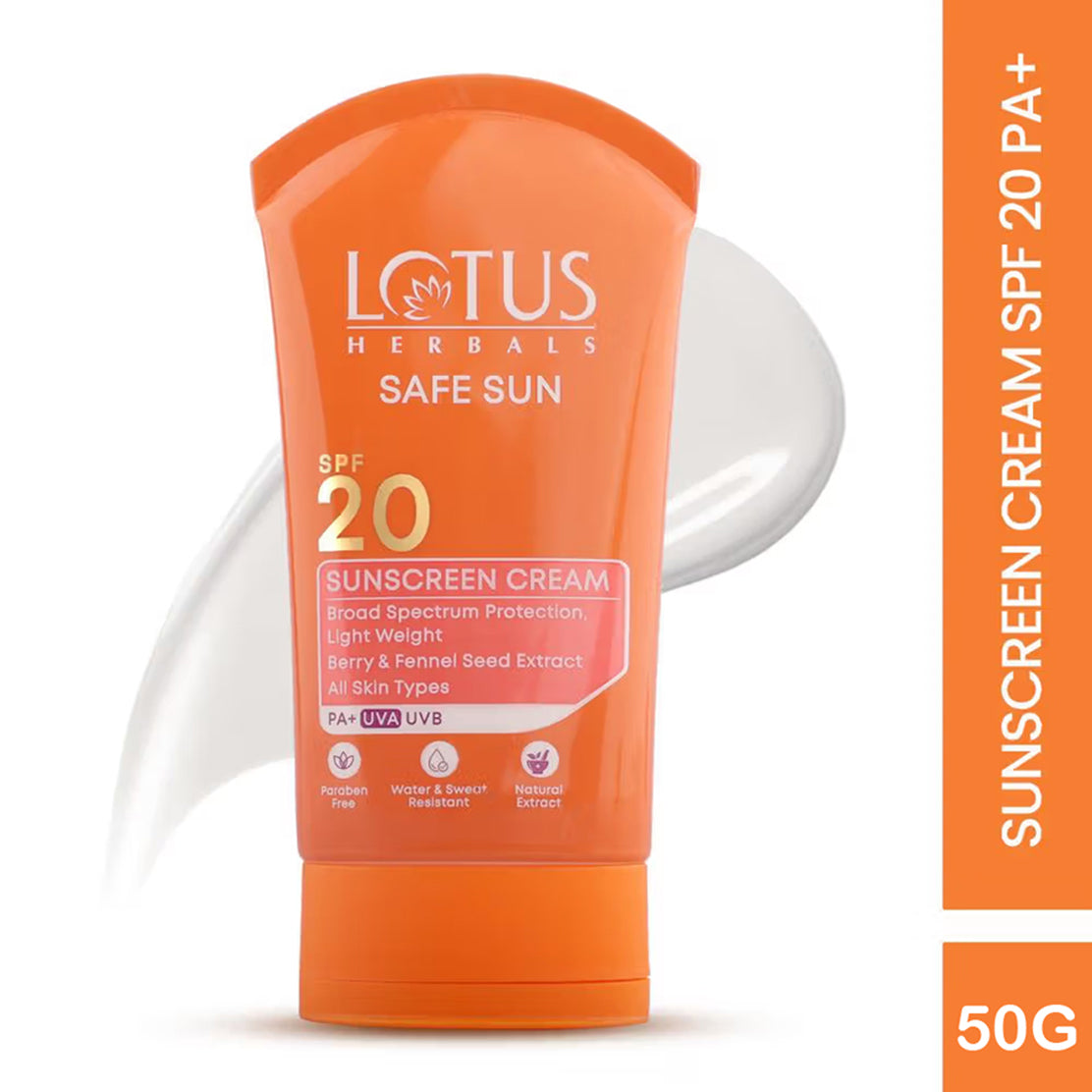 Lotus Safe Sunscreen Cream Pa+ Spf 20