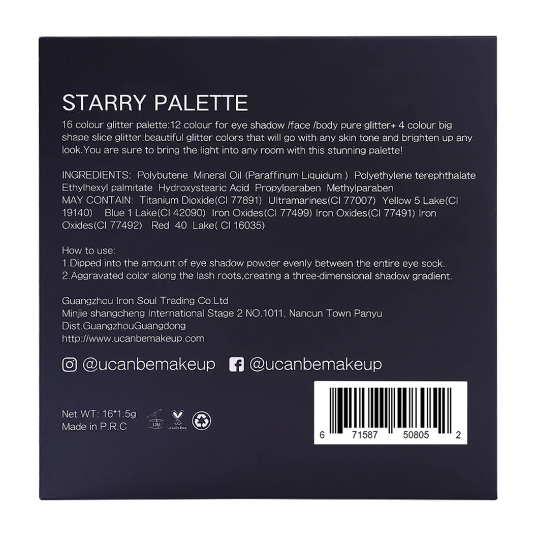 Ucanbe 16 Color Starry Eyeshadow Palette 16*1.5G