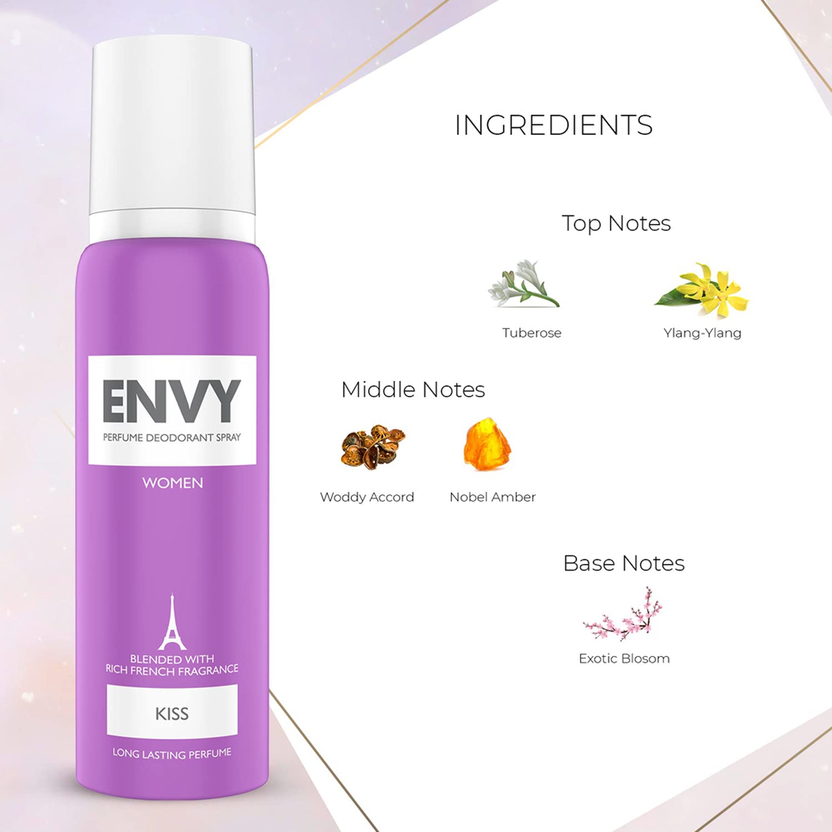 Envy Perfume Deodorant Spray Kiss Long Lasting Perfume 120Ml