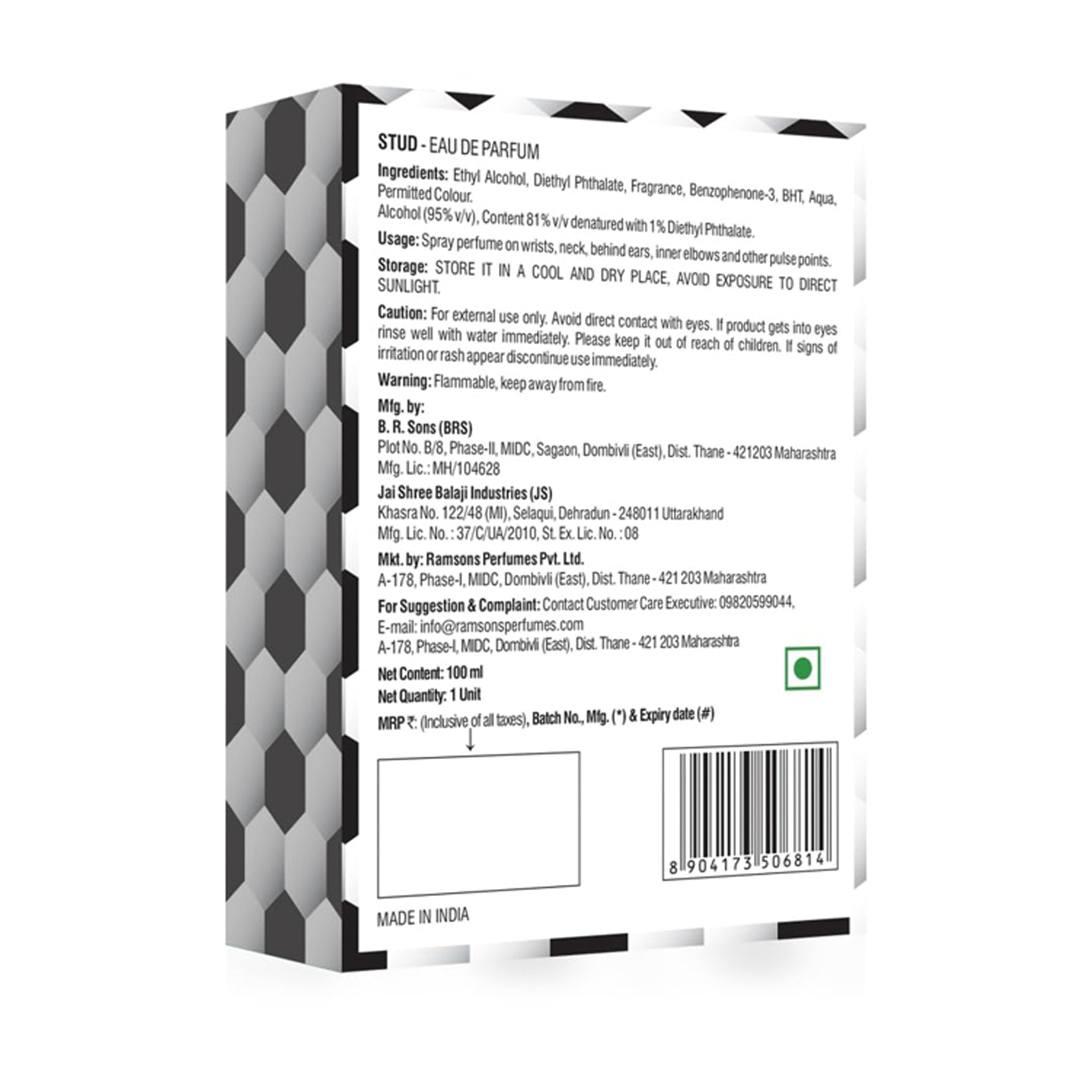 Arras Stud Eau De Parfum + Deodorant Perfume Body Spray