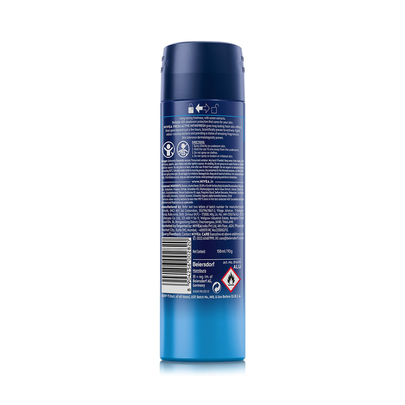 Nivea Men Fresh Powder Long Lasting Freshness Deodorant 150Ml