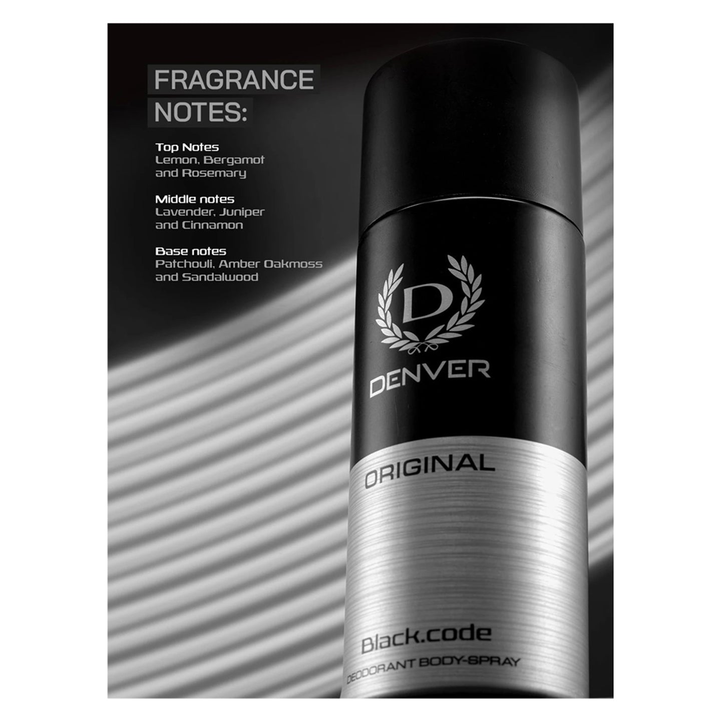 Denver Original Black Code Deodorant Body Spray 165 Ml For Men