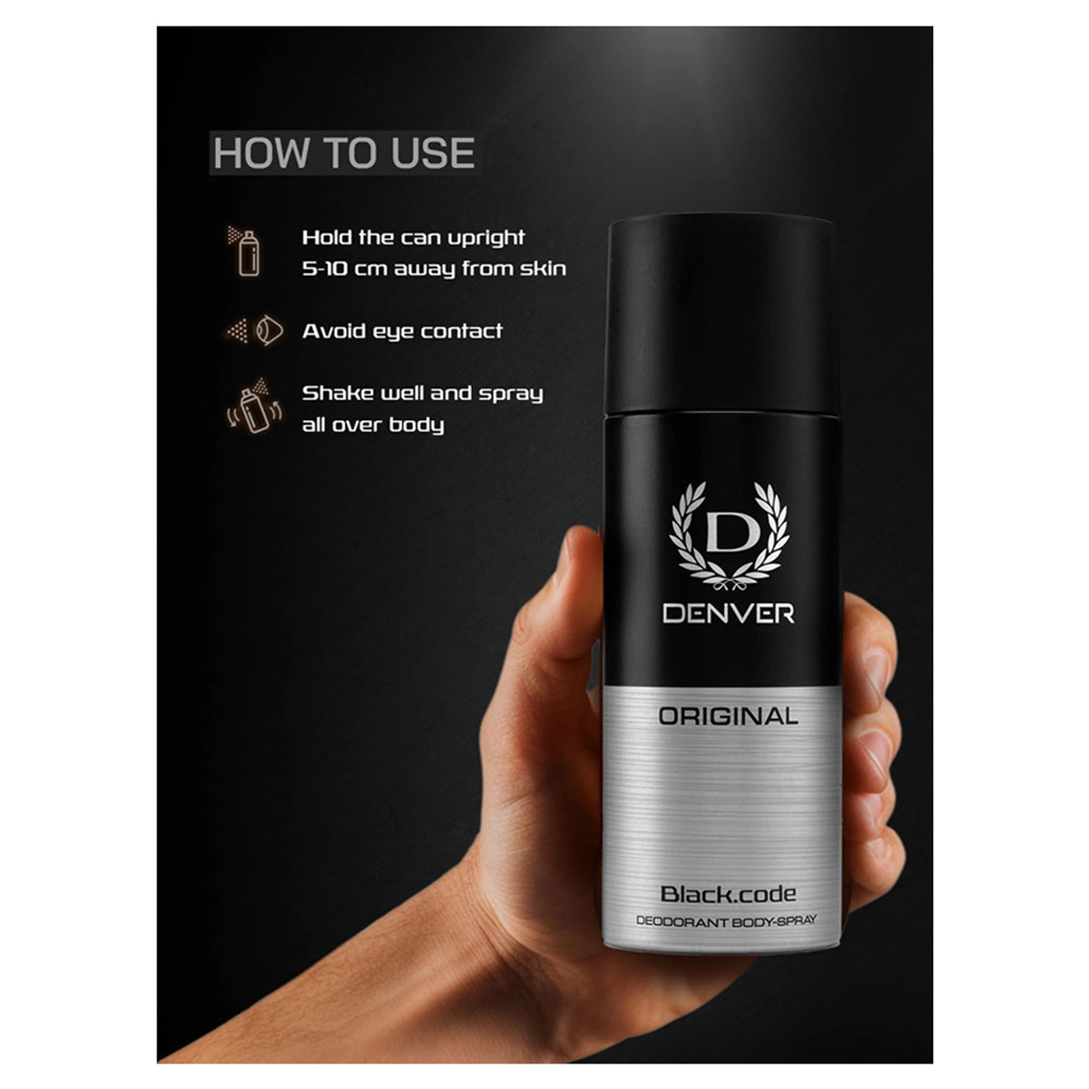 Denver Original Black Code Deodorant Body Spray 165 Ml For Men