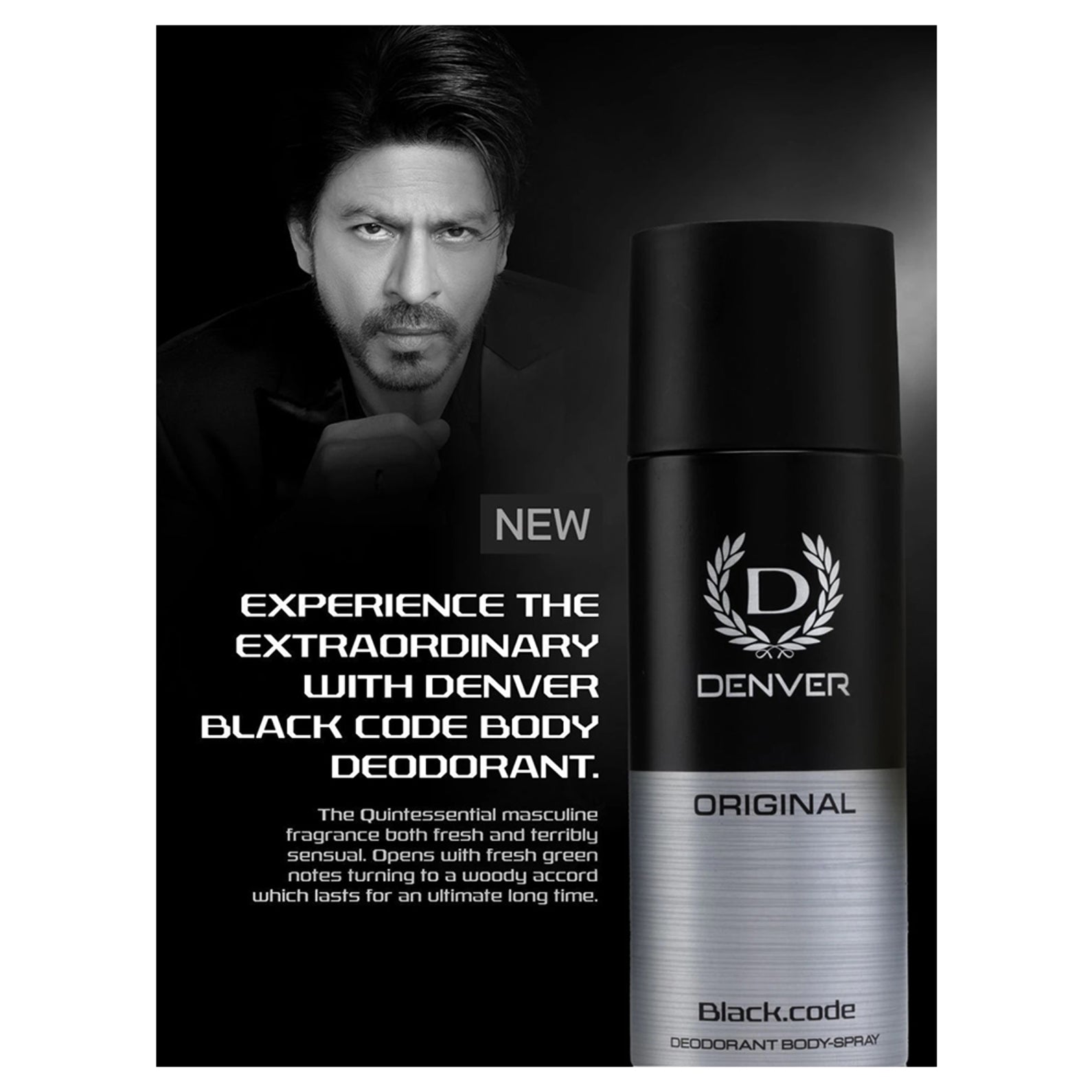Denver Original Black Code Deodorant Body Spray 165 Ml For Men