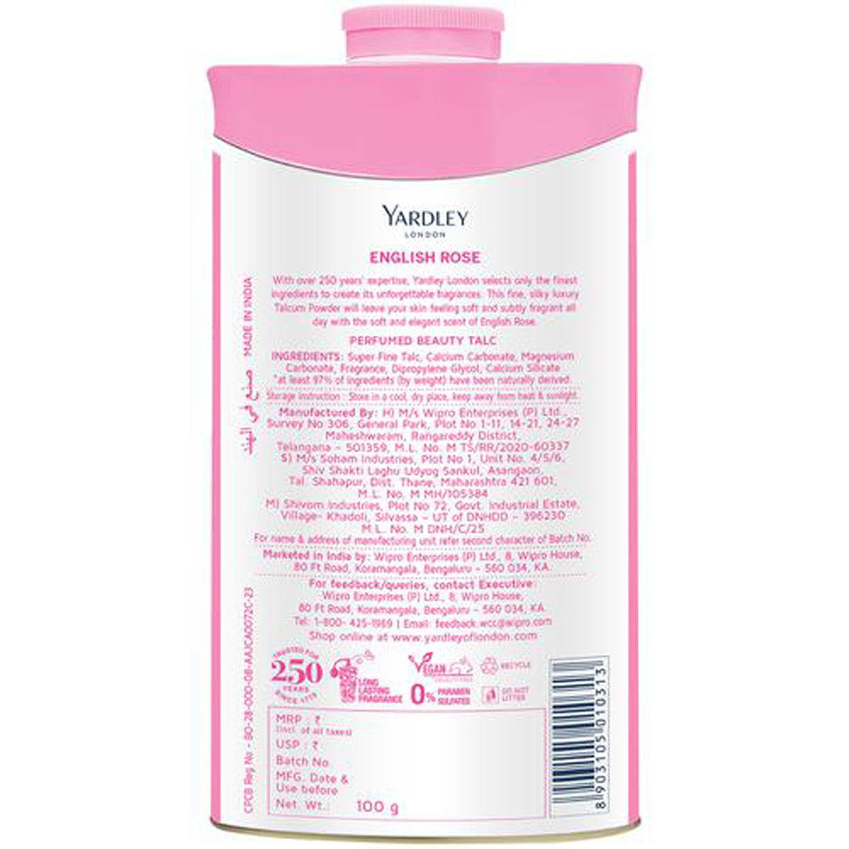 Yardley London English Rose Perfumed Talc