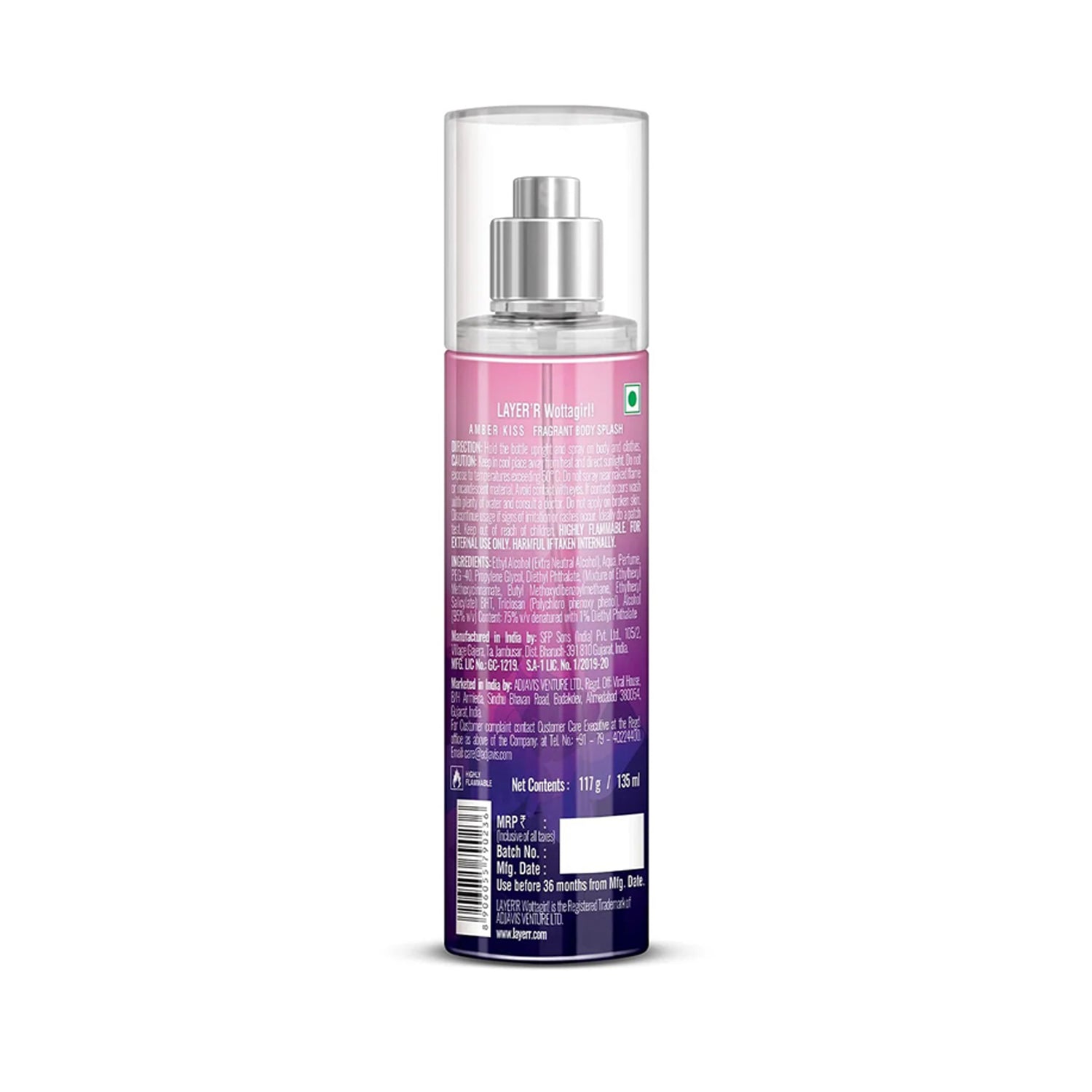 Layer R Wottagirl Amber Kiss Body Splash For Her 135Ml