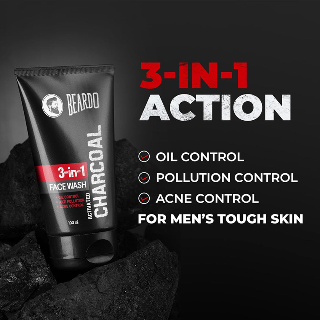 Beardo 3In1 Charcoal Face Wash 100Ml