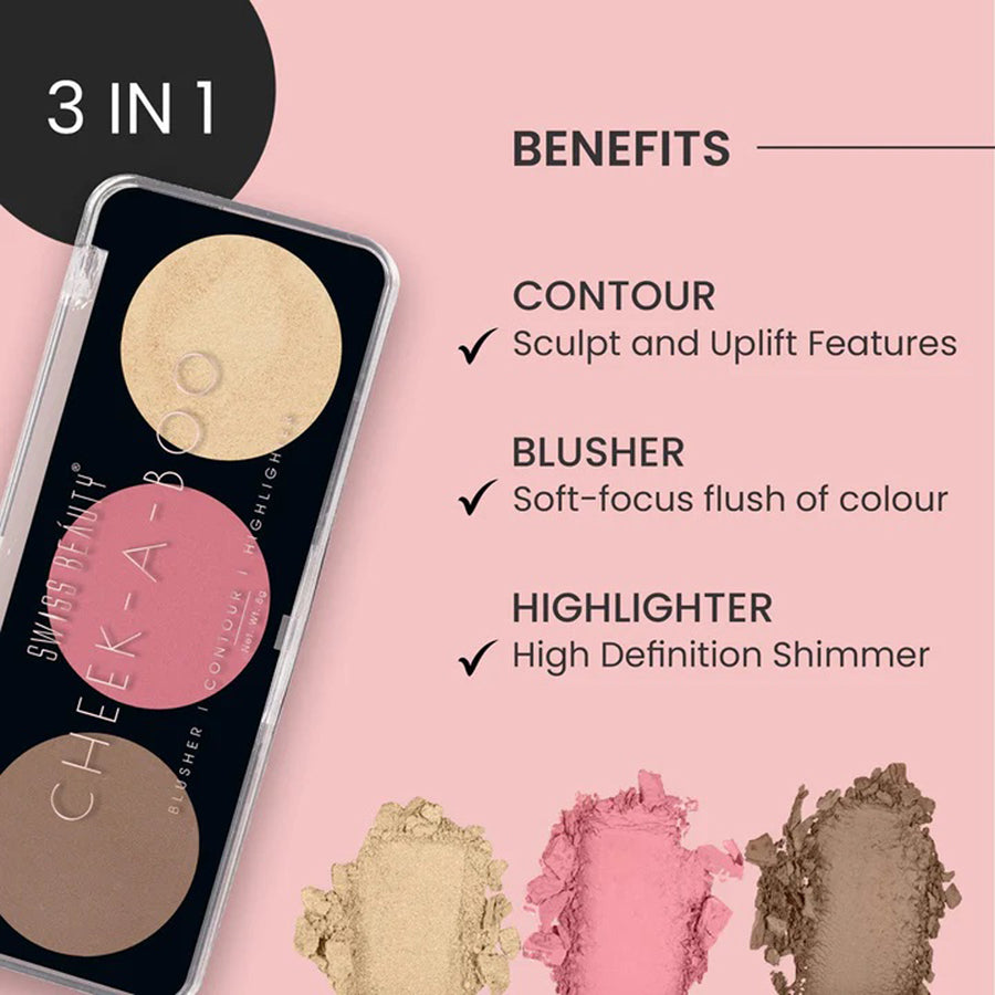 Swiss Beauty Cheek-A-Boo Contour Blusher Highlighter 8G