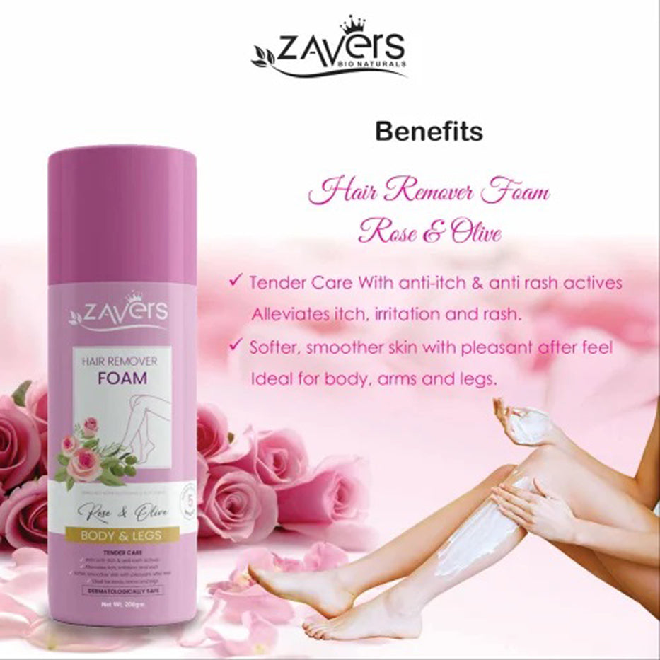 Zavers Hair Remover Foam Rose & Olive Body & Legs