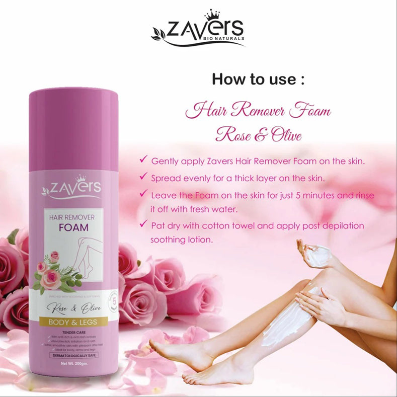 Zavers Hair Remover Foam Rose & Olive Body & Legs
