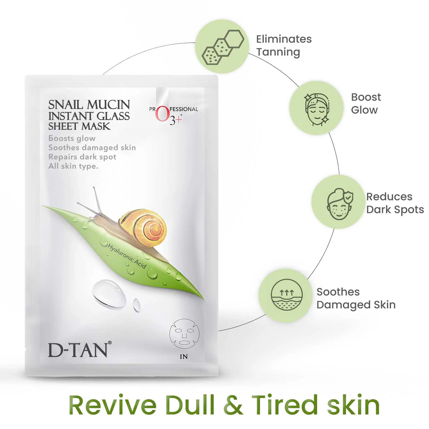 O3+ Snail Mucin Instant Glass Sheet Mask 1N