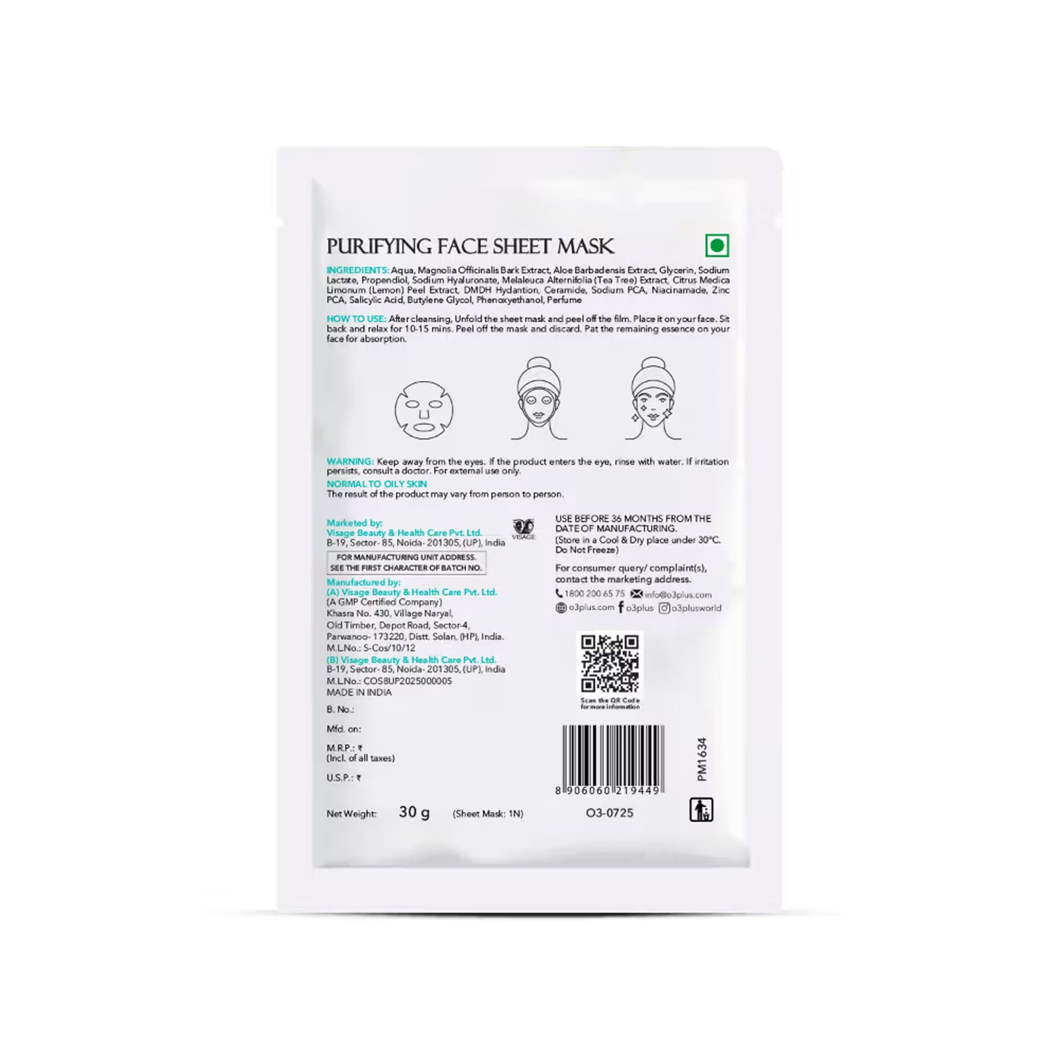 O3+ Purifying Face Sheet Mask 1N