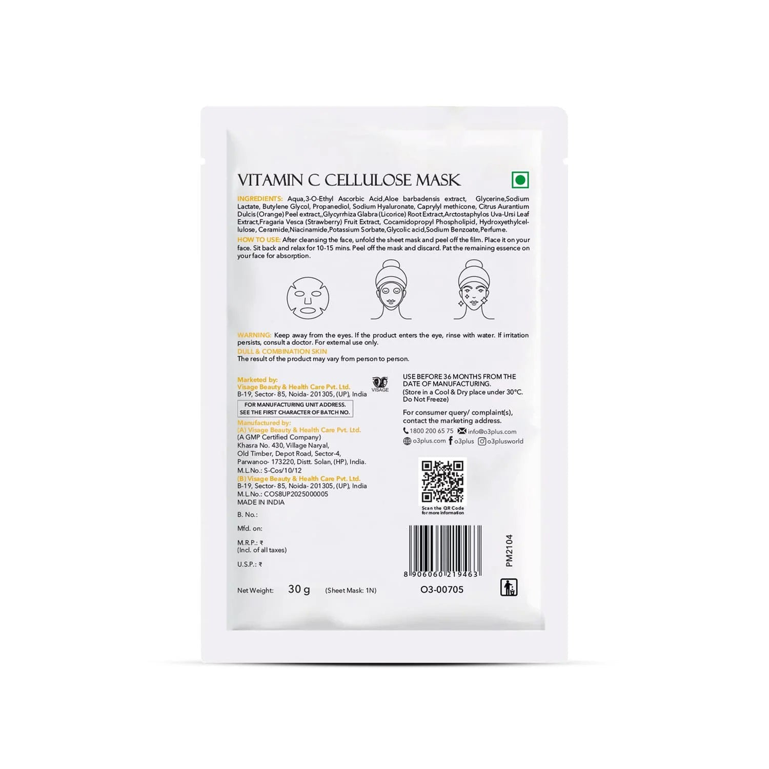 O3+ Vitamin C Cellulose Mask 1N
