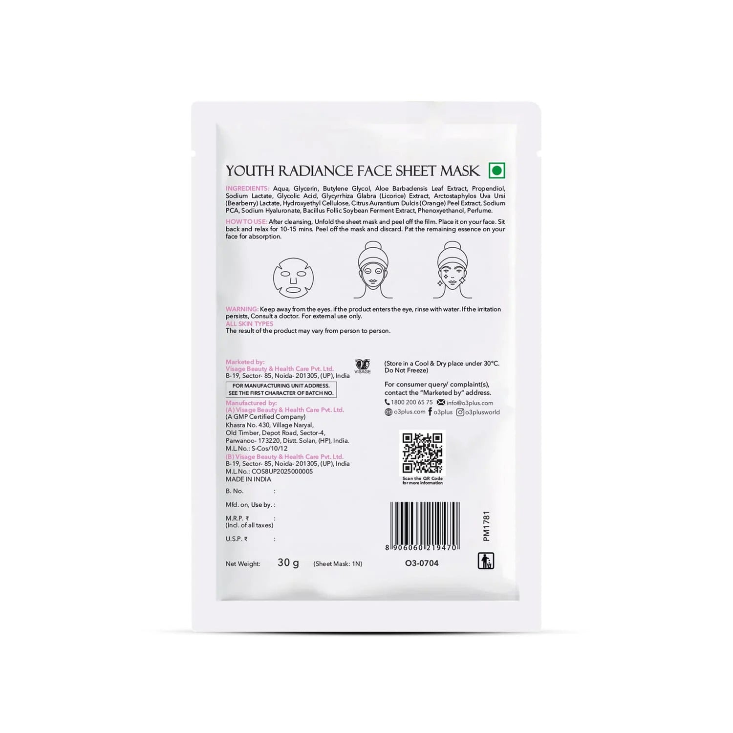 O3+ Radiant Face Sheet Mask 1N