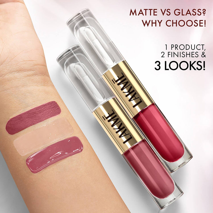 Lakme Double Duty Matte To Glass Liquid Lip Color 7.6Ml
