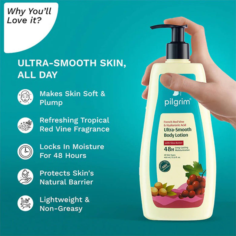 Pilgrim French Red Vine Htaluronic Acid Ultra Smooth Body Lotion