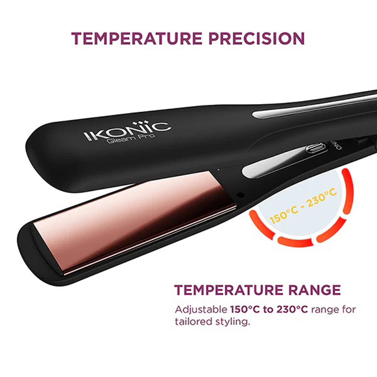 Ikonic Hair Straightener Gleam Pro Black & Rose Gold