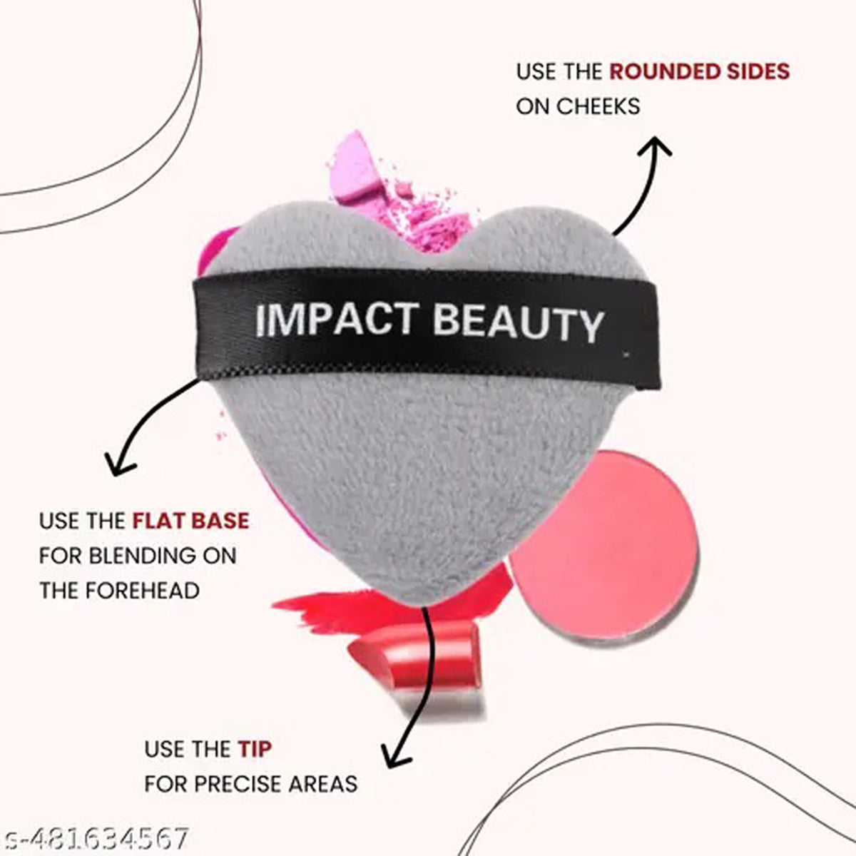 Impact Beauty Small Heart Finger Puff 4Pcs