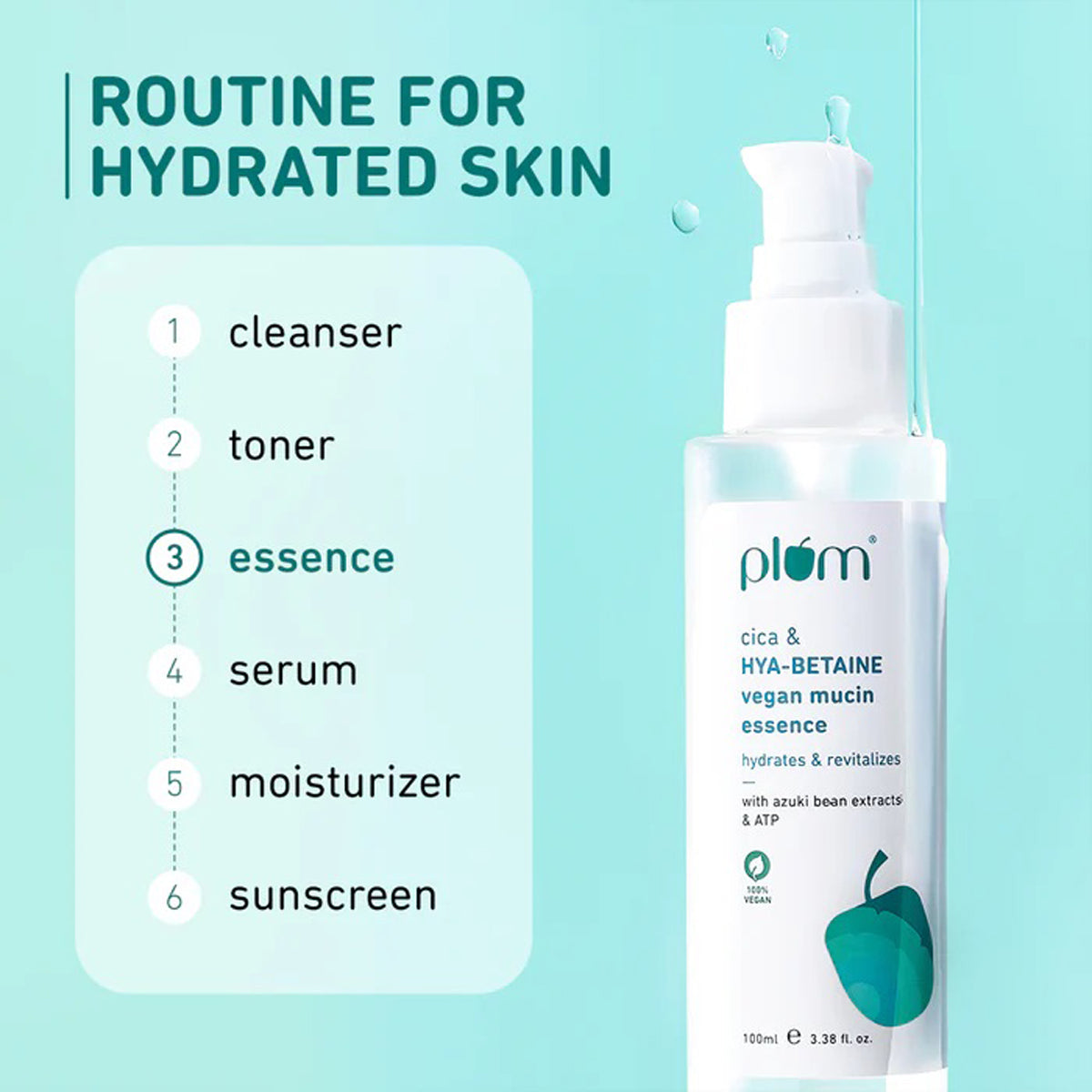 Plum Cica Hya-Betaine Vegan Mucin Essence 100Ml