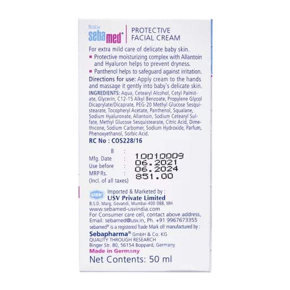 Sebamed Protective Facial Cream With Panthenol