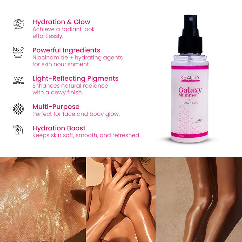 Keauty Beauty Galaxy Shimmer For Body & Face Setting Spray 100Ml
