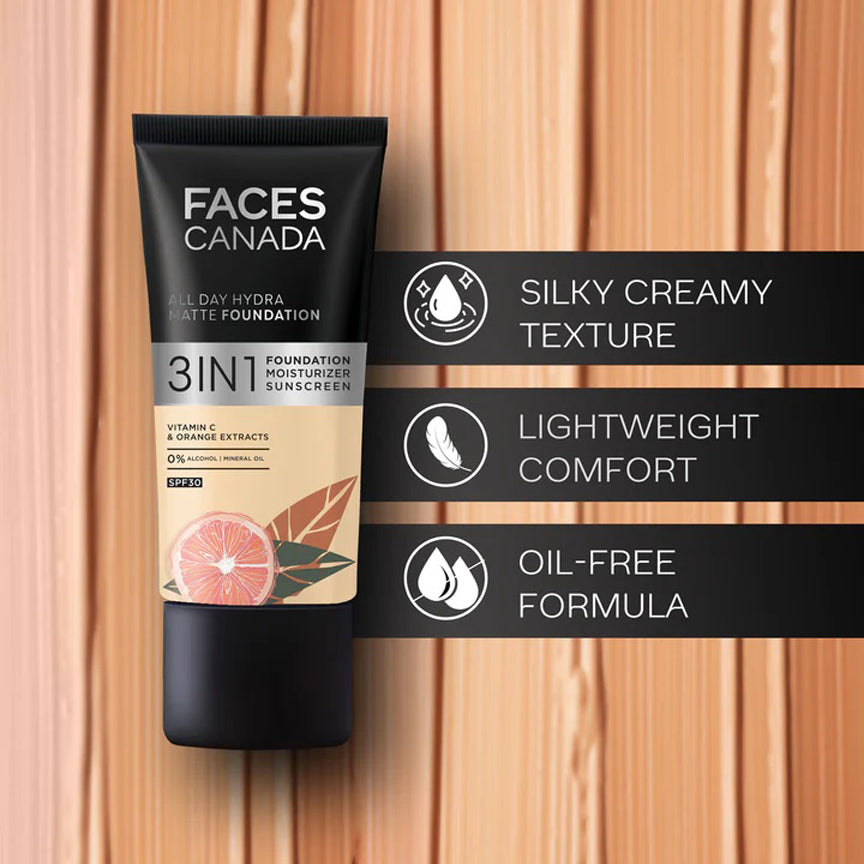 Faces 3 In 1 Foundation+ Fixer Spray Glow Kit 25Ml+50Ml
