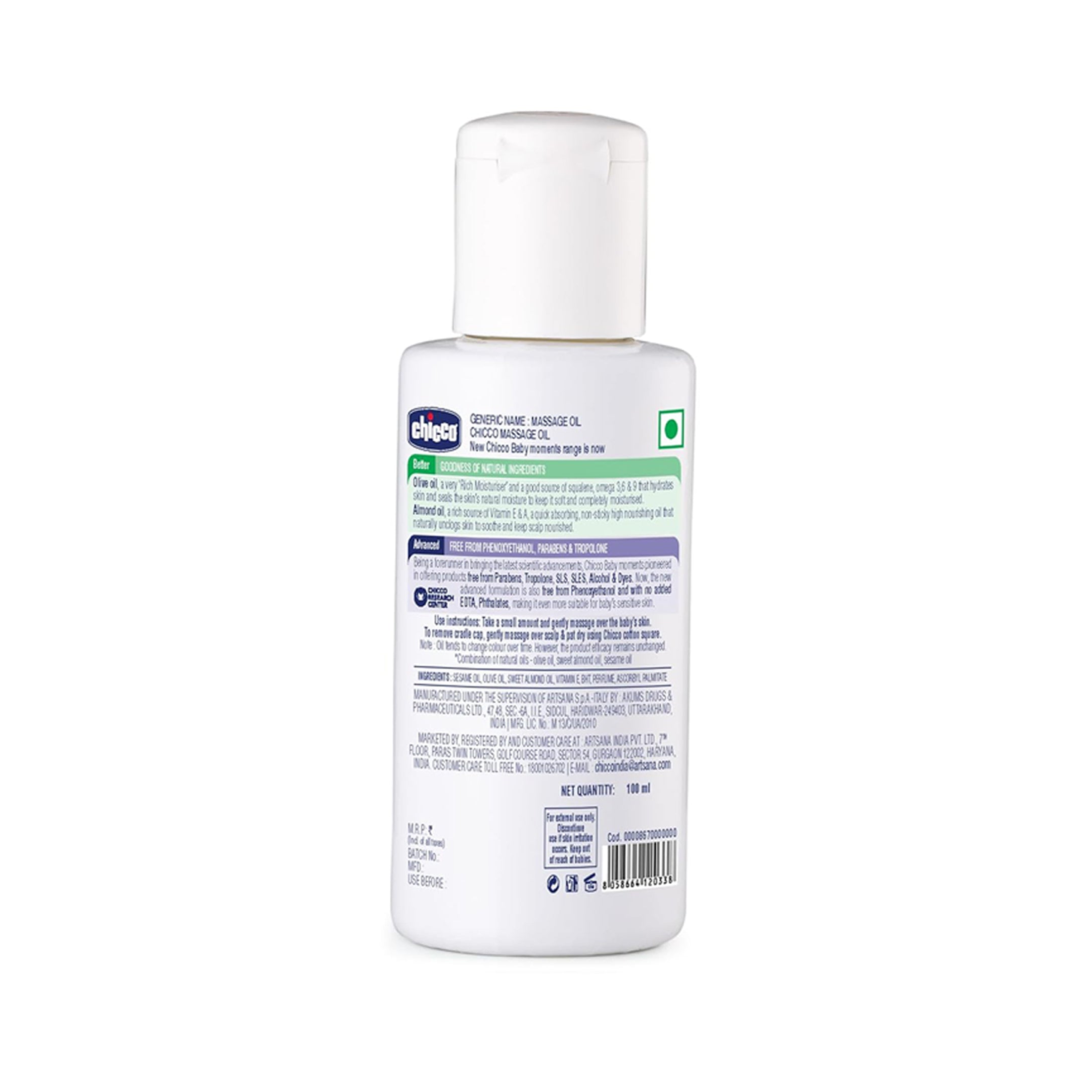 Chicco Massage Oil Olive And Almond Oil