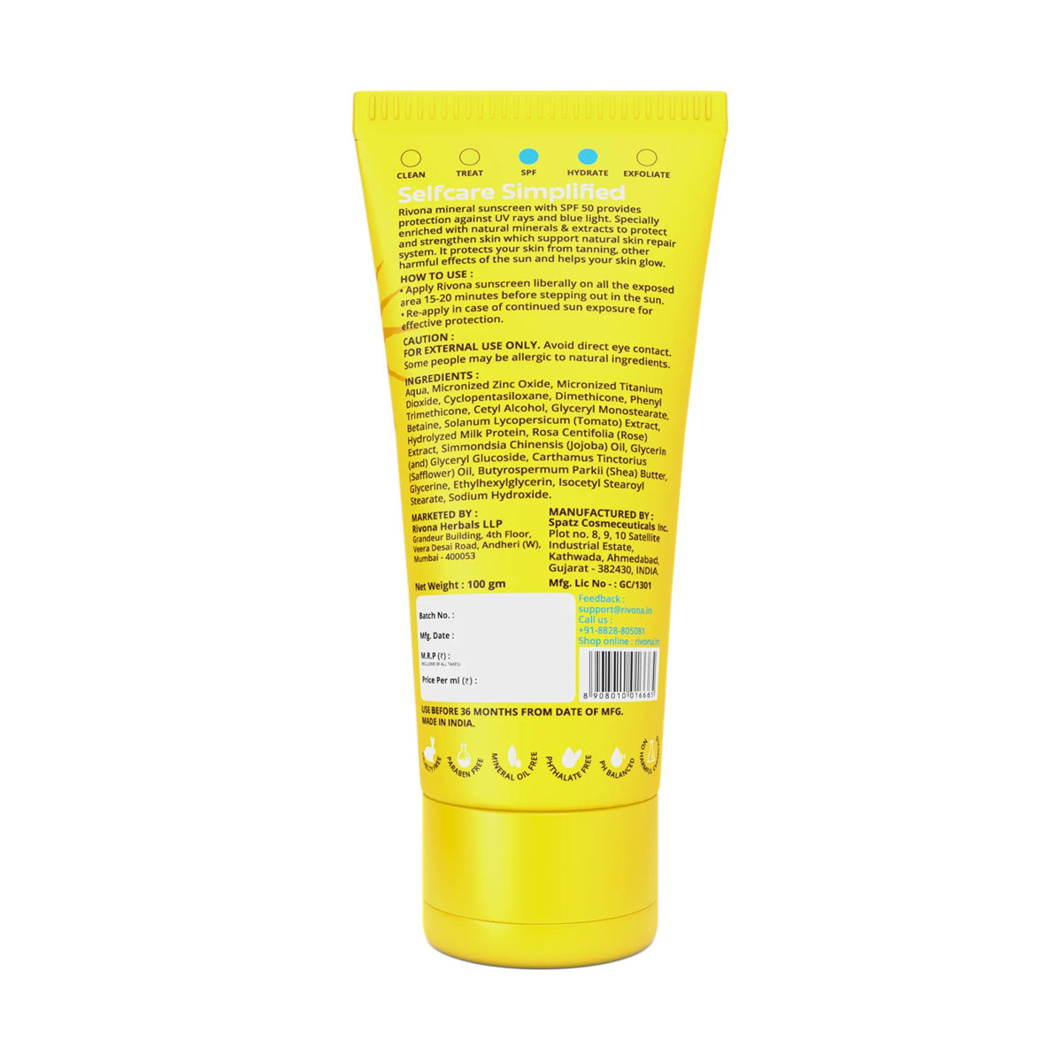 Rivona Naturals Mineral Sunscreen Spf 50 Pa