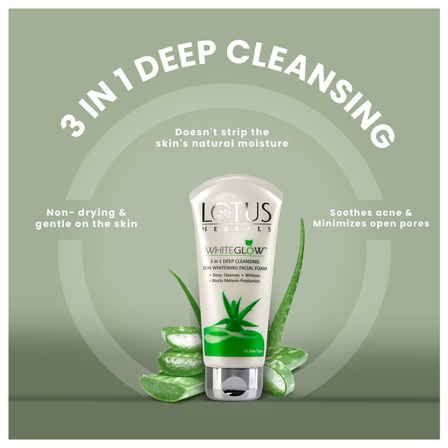 Lotus Herbals Whiteglow 3 In 1 Deep Cleansing Skin Brightening Facial Foam