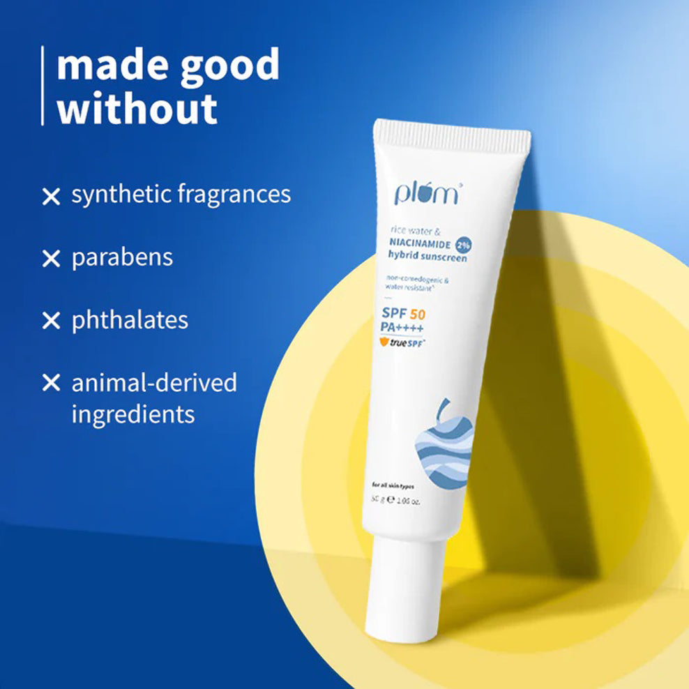 Plum 2Per Niacinamide Rice Water Spf 50 Pa Hybrid Sunscreen