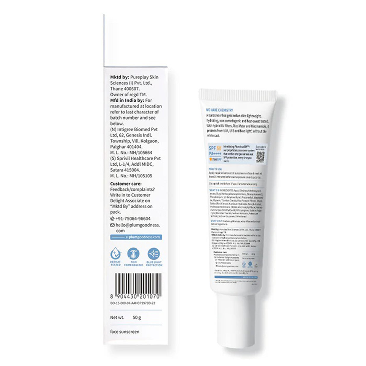 Plum 2Per Niacinamide Rice Water Spf 50 Pa Hybrid Sunscreen