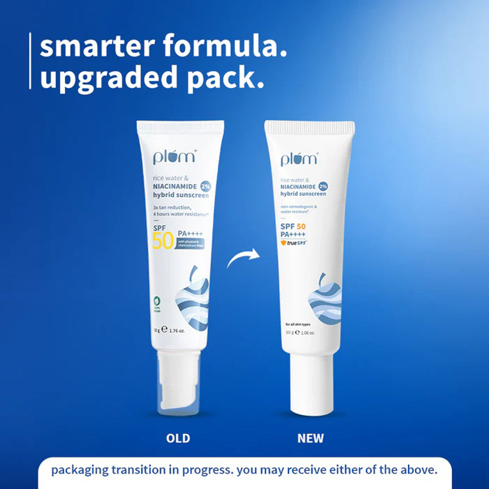 Plum 2Per Niacinamide Rice Water Spf 50 Pa Hybrid Sunscreen