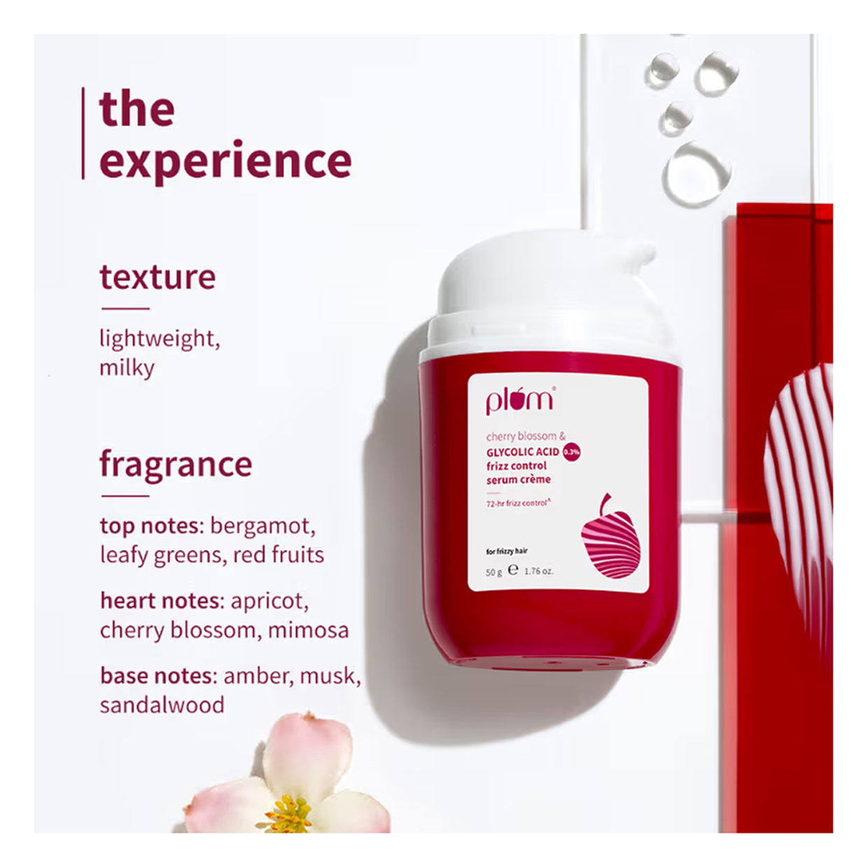 Plum Cherry Blossom & Glycolic Acid 0.3Per Frizz Control Serum Creme