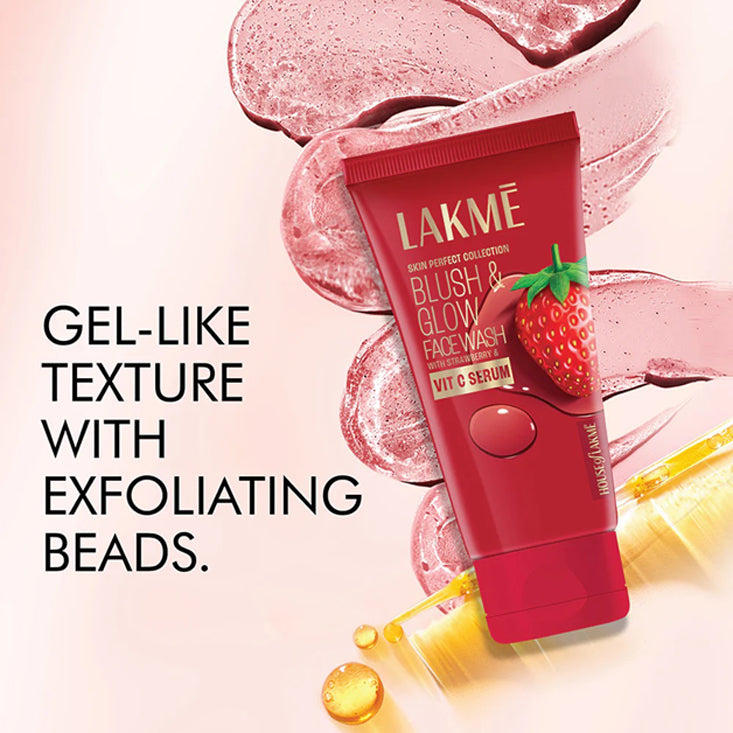 Lakme Blush & Glow Strawberry Facewash, with Vitamin C Serum