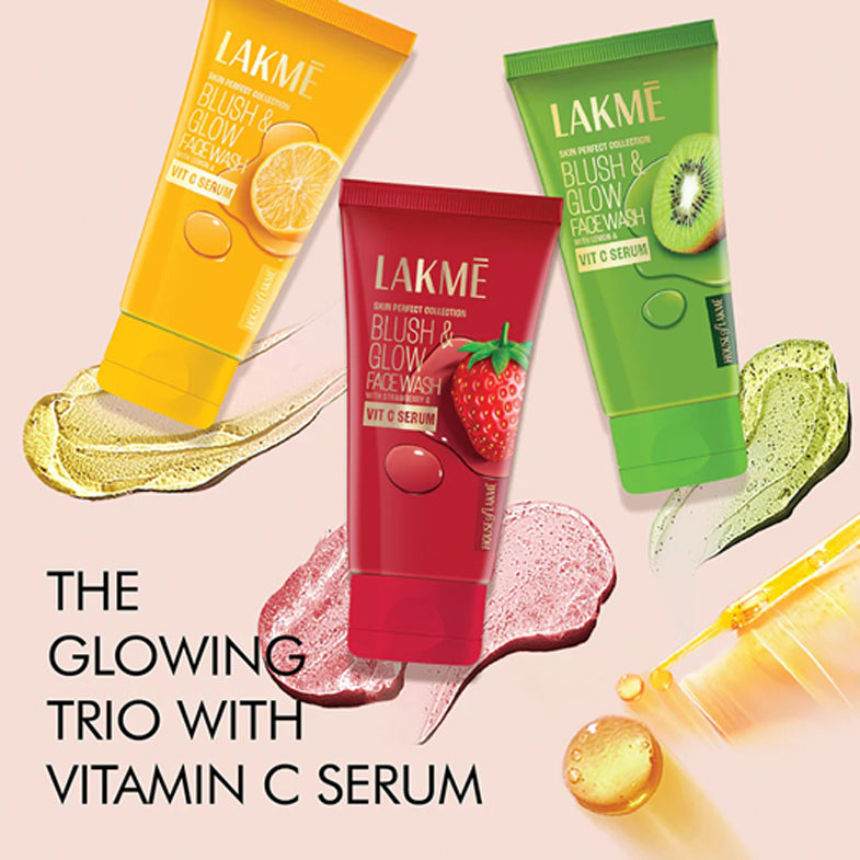 Lakme Blush & Glow Strawberry Facewash, with Vitamin C Serum